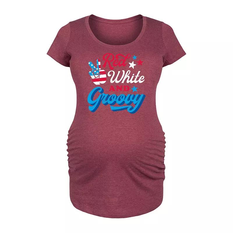 Maternity Red White And Groovy Graphic Tee, Women's,  Product Image
