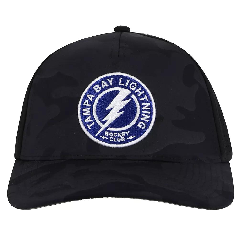 Men's American Needle Black Tampa Bay Lightning Valin Camo Super Tech Vented Adjustable Hat, Lgh Black Product Image