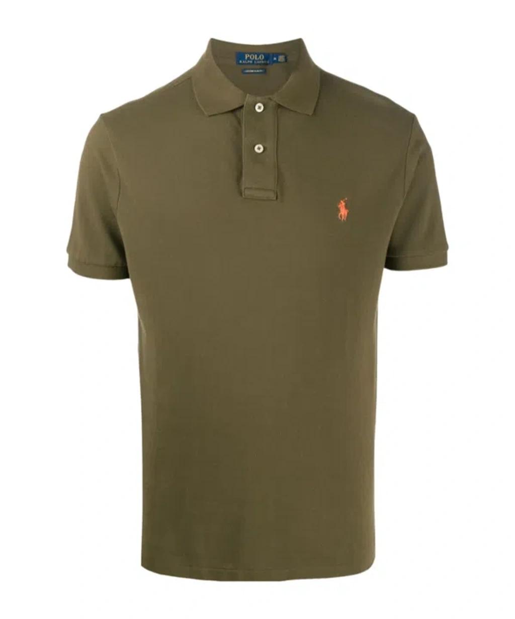 POLO RALPH LAUREN Green Polo Shirt With Pony Embroidery On The Front Product Image