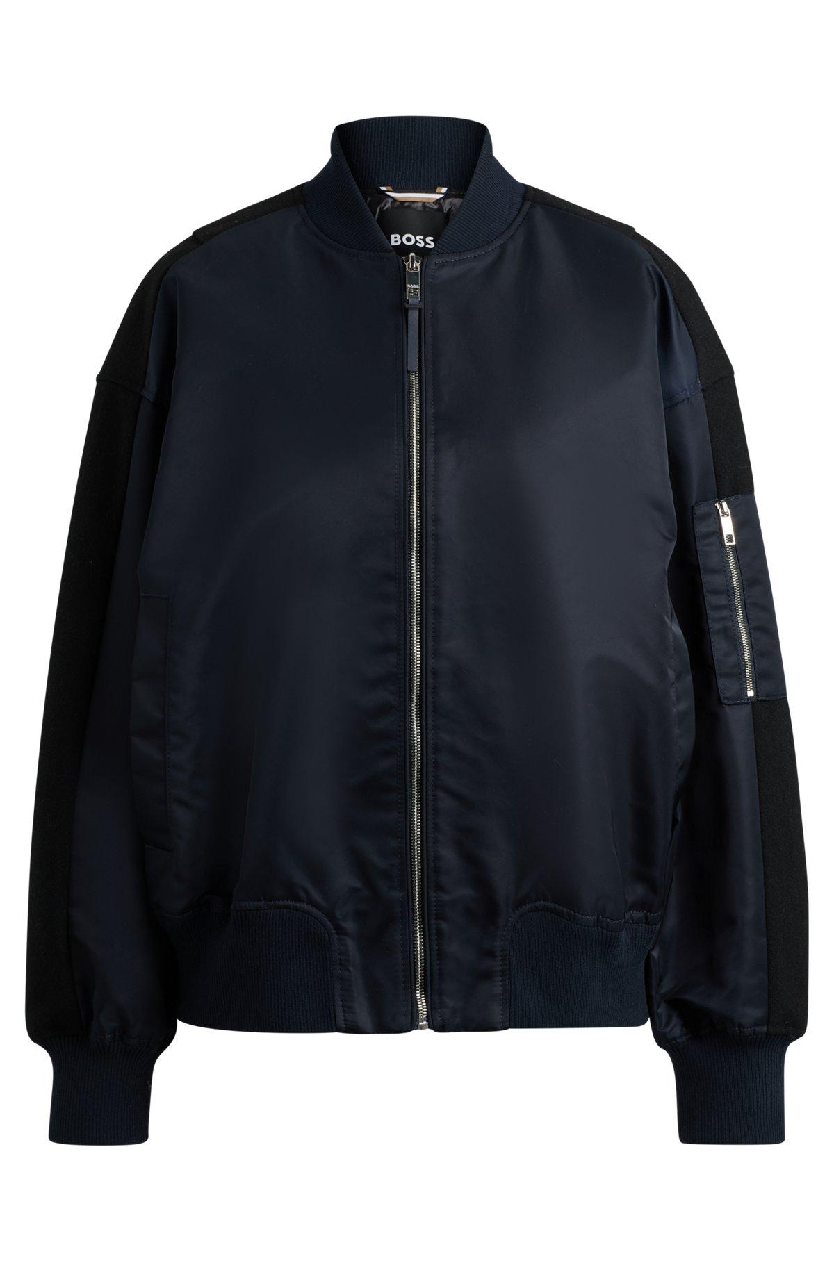 Water-repellent bomber jacket with zipped sleeve pocket Product Image