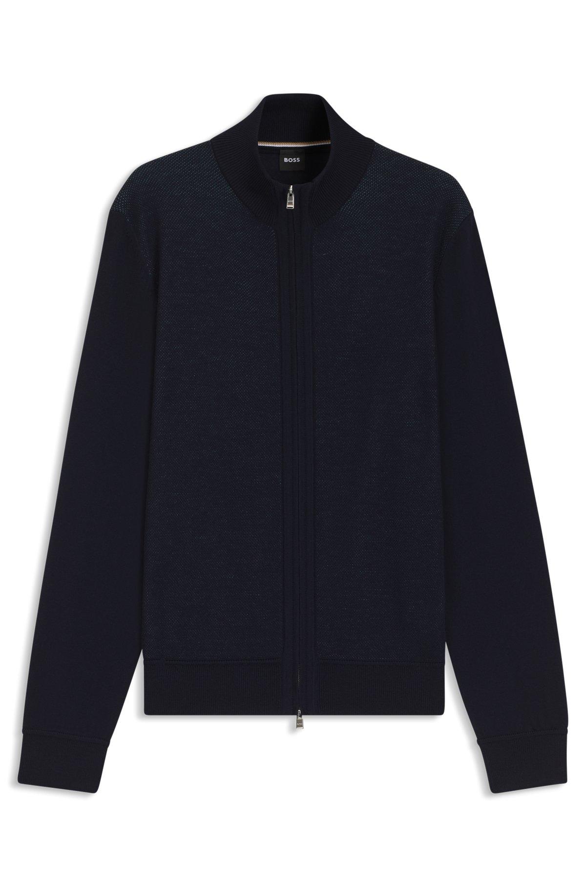 BOSS - Zip-up cardigan in wool - Dark Blue Product Image
