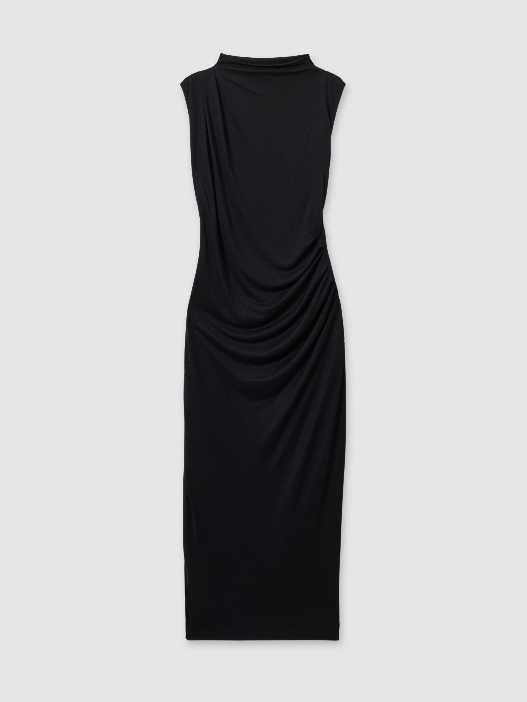 Modal Blend Ruched Midi Dress in Charcoal Product Image
