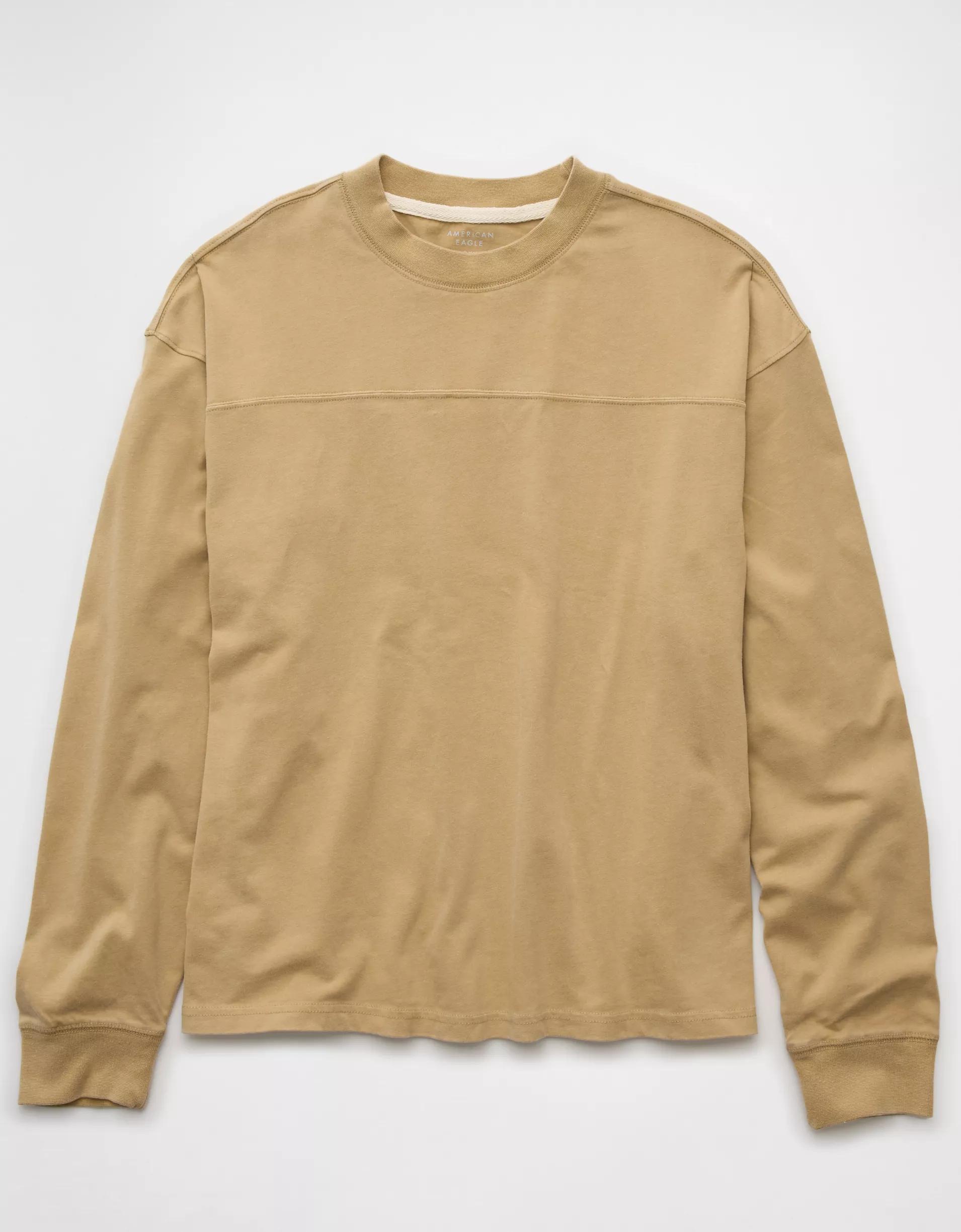 AE Long-Sleeve Boxy Sueded Jersey T-Shirt Product Image