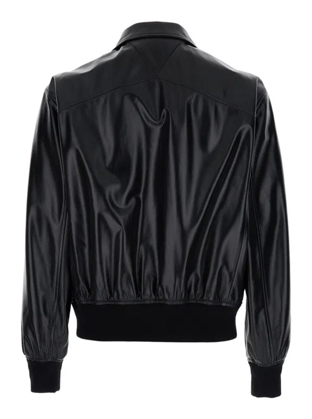 BOTTEGA VENETA Nappa Leather Coat With Classic Collar In Black Product Image