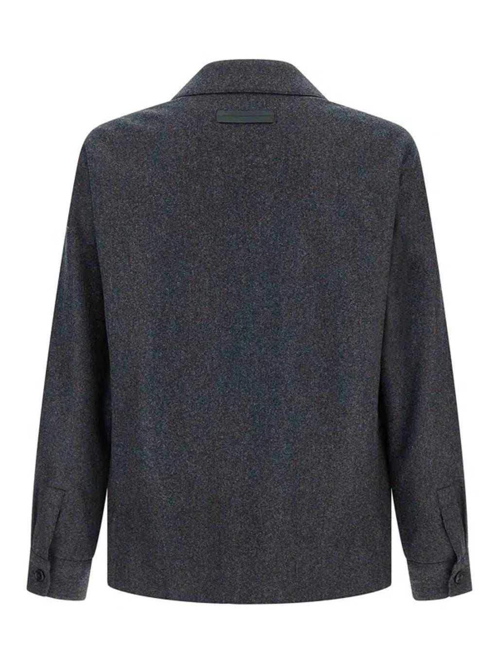 ZEGNA Wool Jacket Featuring Long Sleeves And Pockets In Blue Product Image