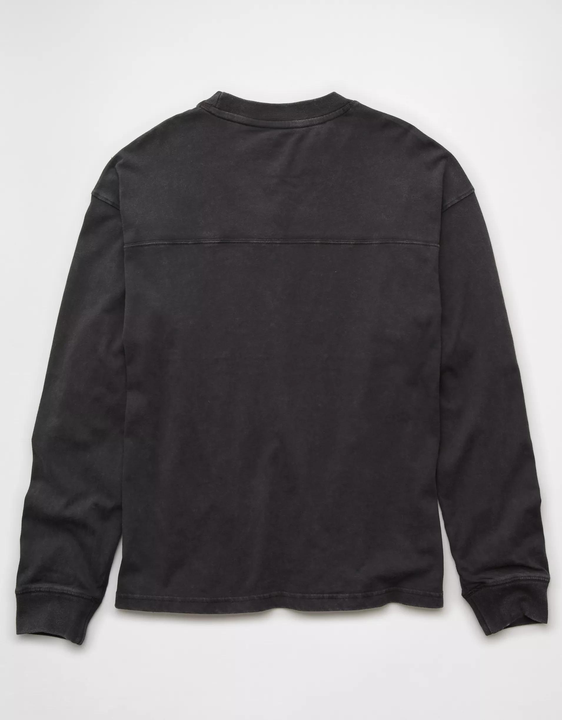 AE Long-Sleeve Boxy Sueded Jersey T-Shirt Product Image