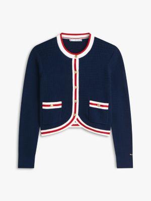 Gold-Button Textured Knit Cardigan Product Image