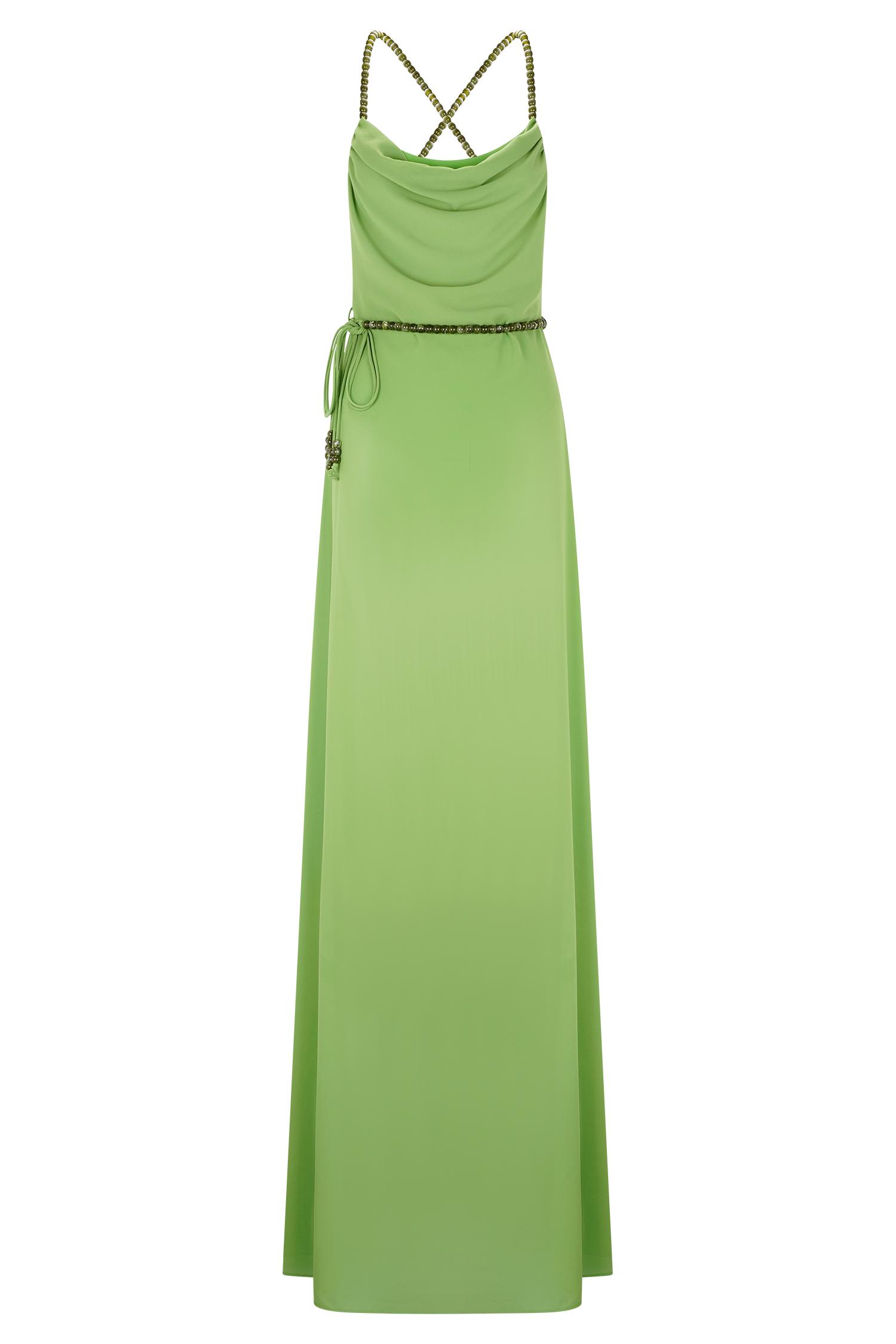 Elaine Chiffon Beaded Maxi Dress - Green Product Image