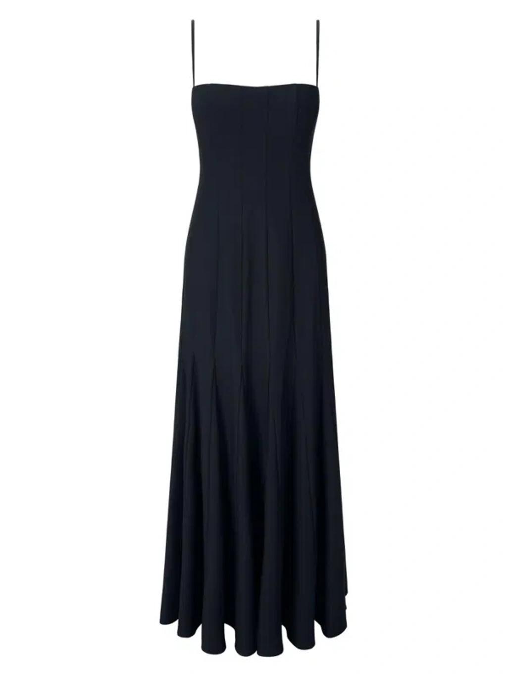 STAUD Rila Paneled Crepe Midi Dress In Black Product Image