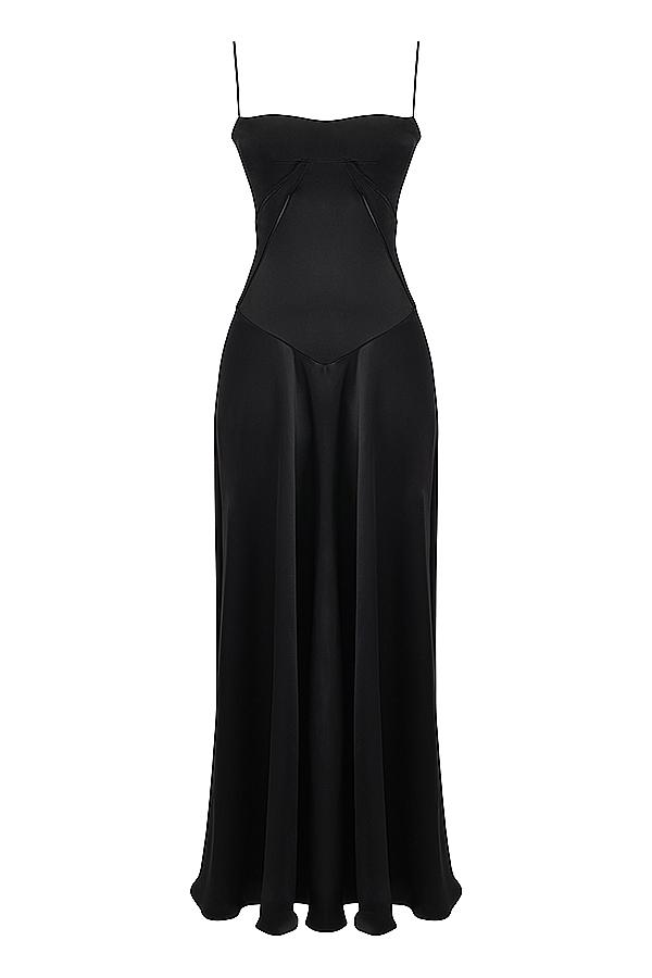 Anabella  black lace up maxi dress Product Image