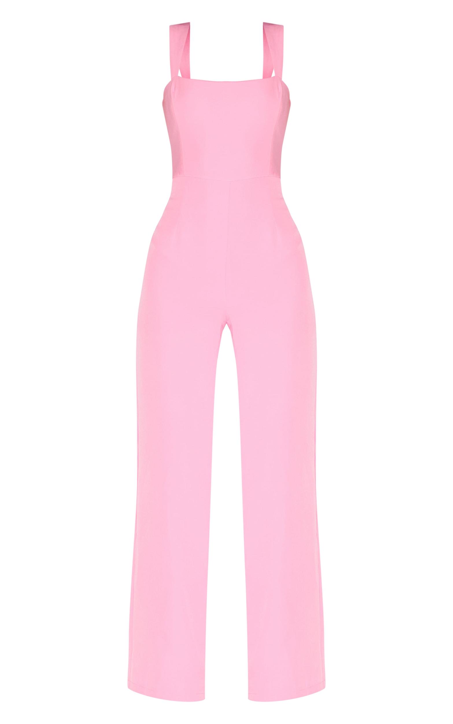 Pink Woven Cut Out Bow Detail Jumpsuit Product Image