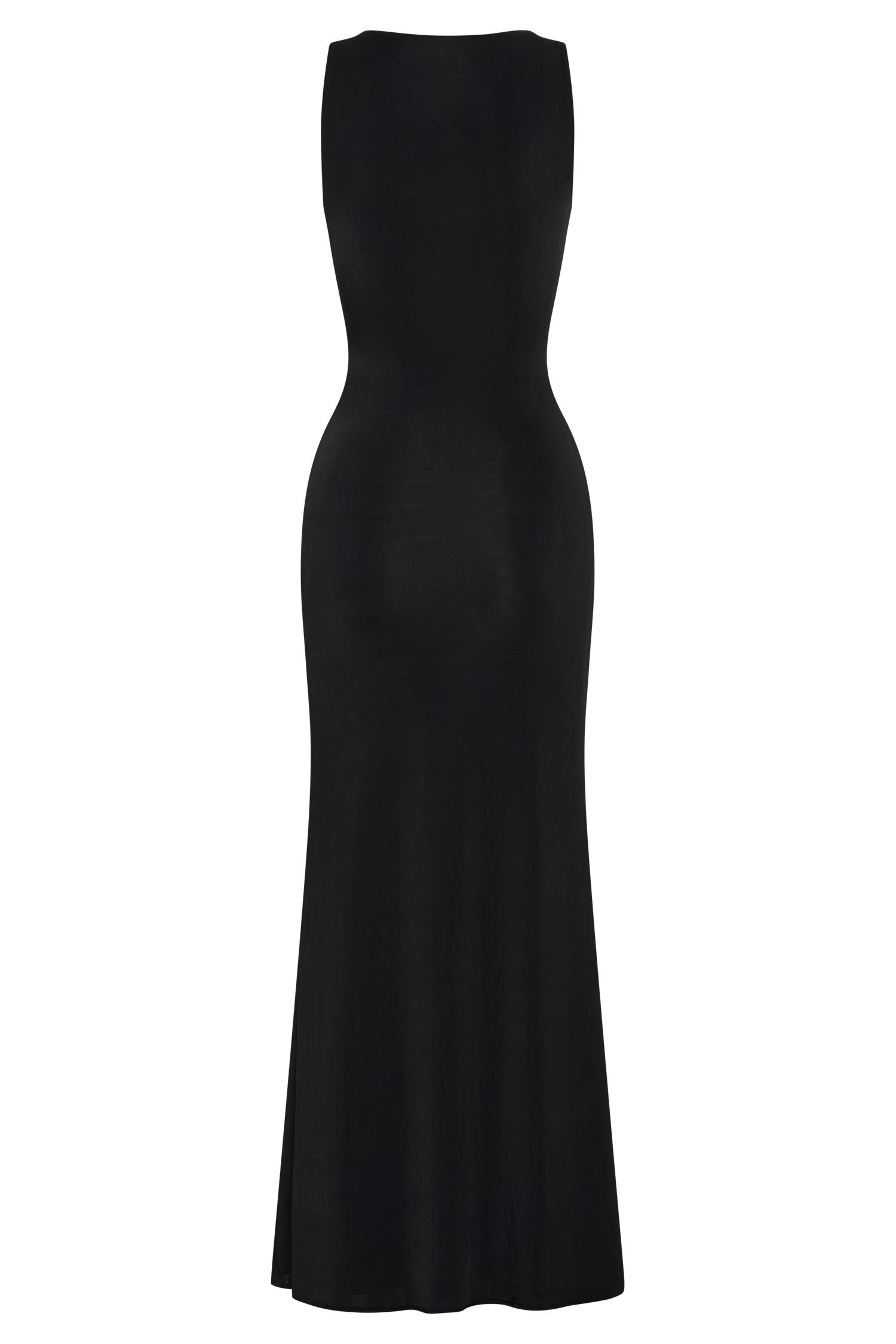 Beck Plunge Maxi Dress With Floral Hardware - Black Product Image