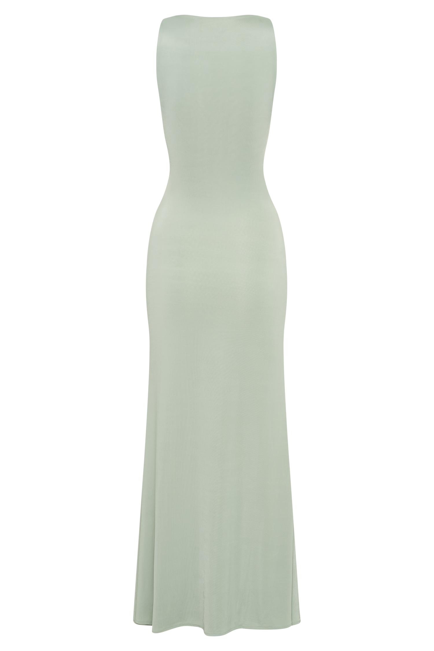 Beck Plunge Maxi Dress With Floral Hardware - Basil Product Image