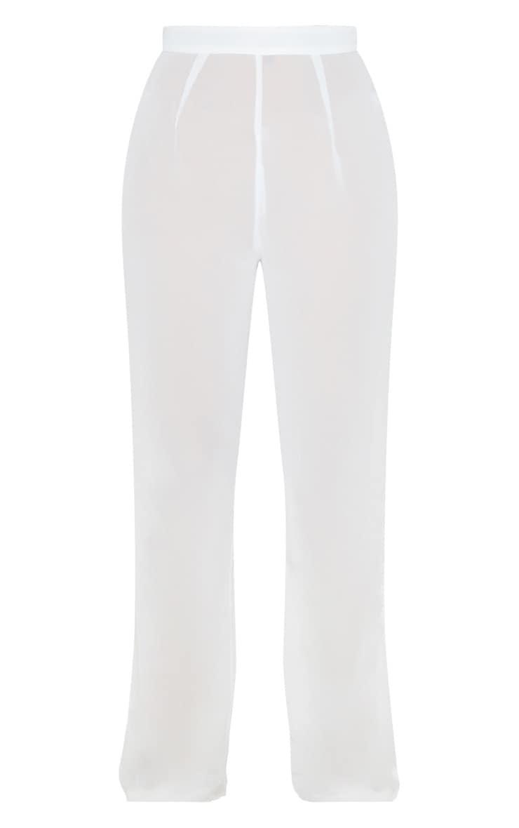 White Chiffon Straight Leg Beach Pants Product Image