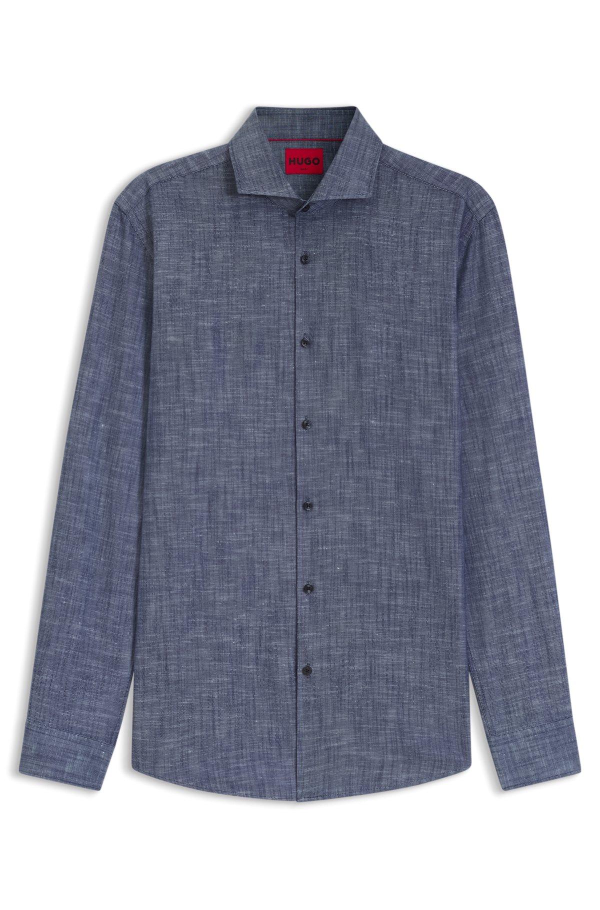Slim-fit shirt in cotton and linen Product Image