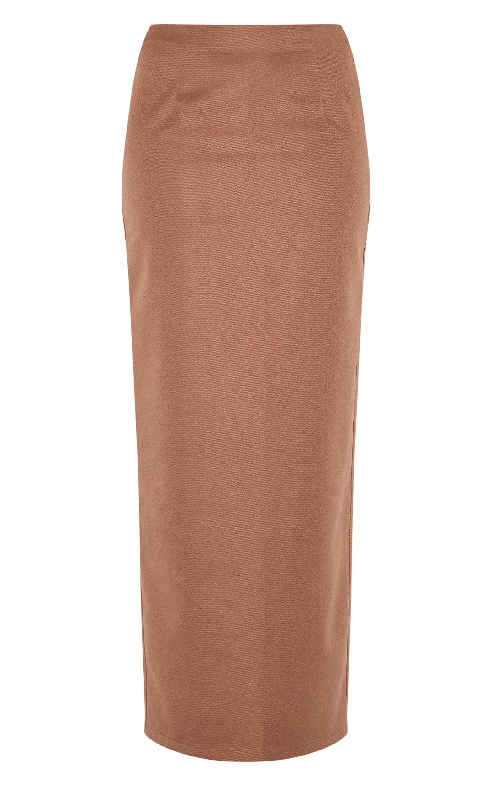 Mushroom Tailored Woven Straight Maxi Skirt Product Image