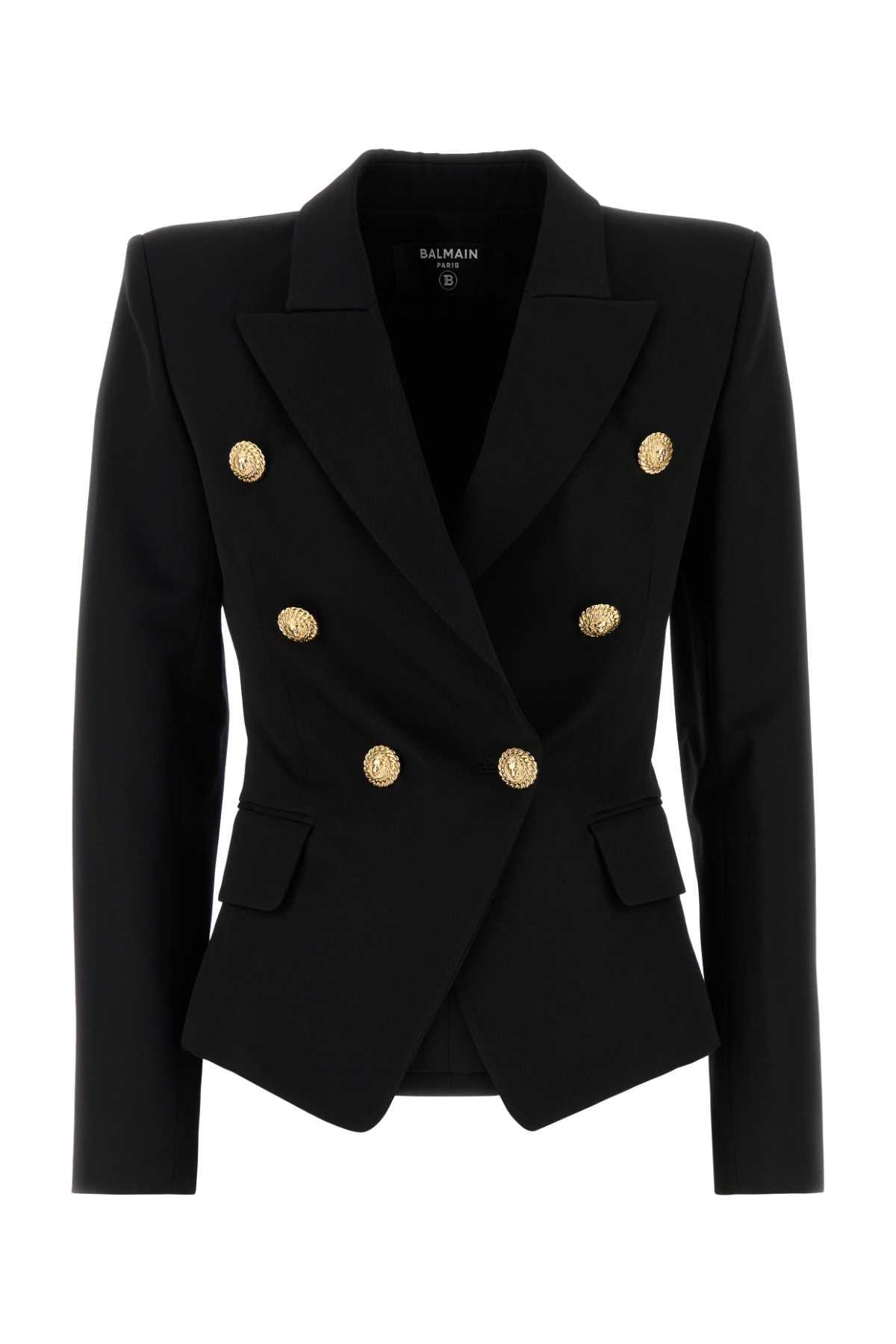 BALMAIN Double-breasted Grain De Poudre Wool Blazer In Multi Product Image