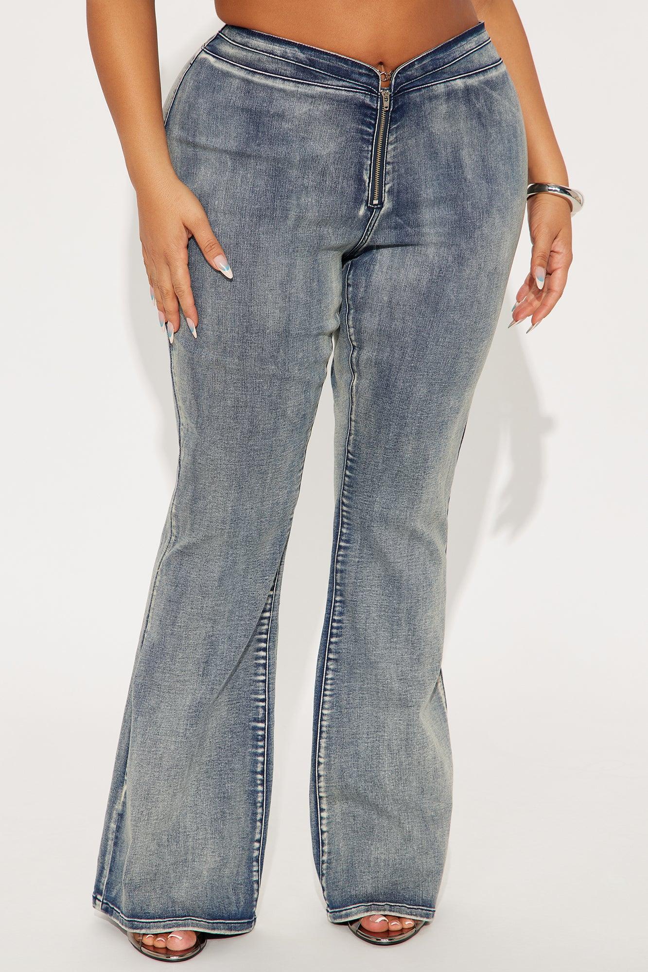 Ride On Womens Low Rise Flare Jeans - Vintage Wash Female Product Image