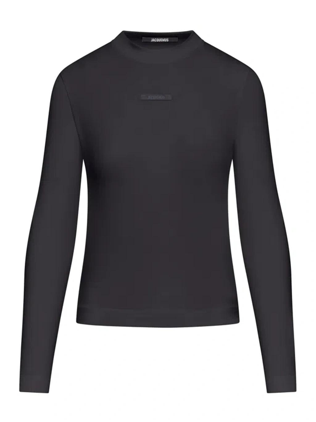 JACQUEMUS Top Le T-shirt Gros Grain In Cotone Stretch In Black Product Image