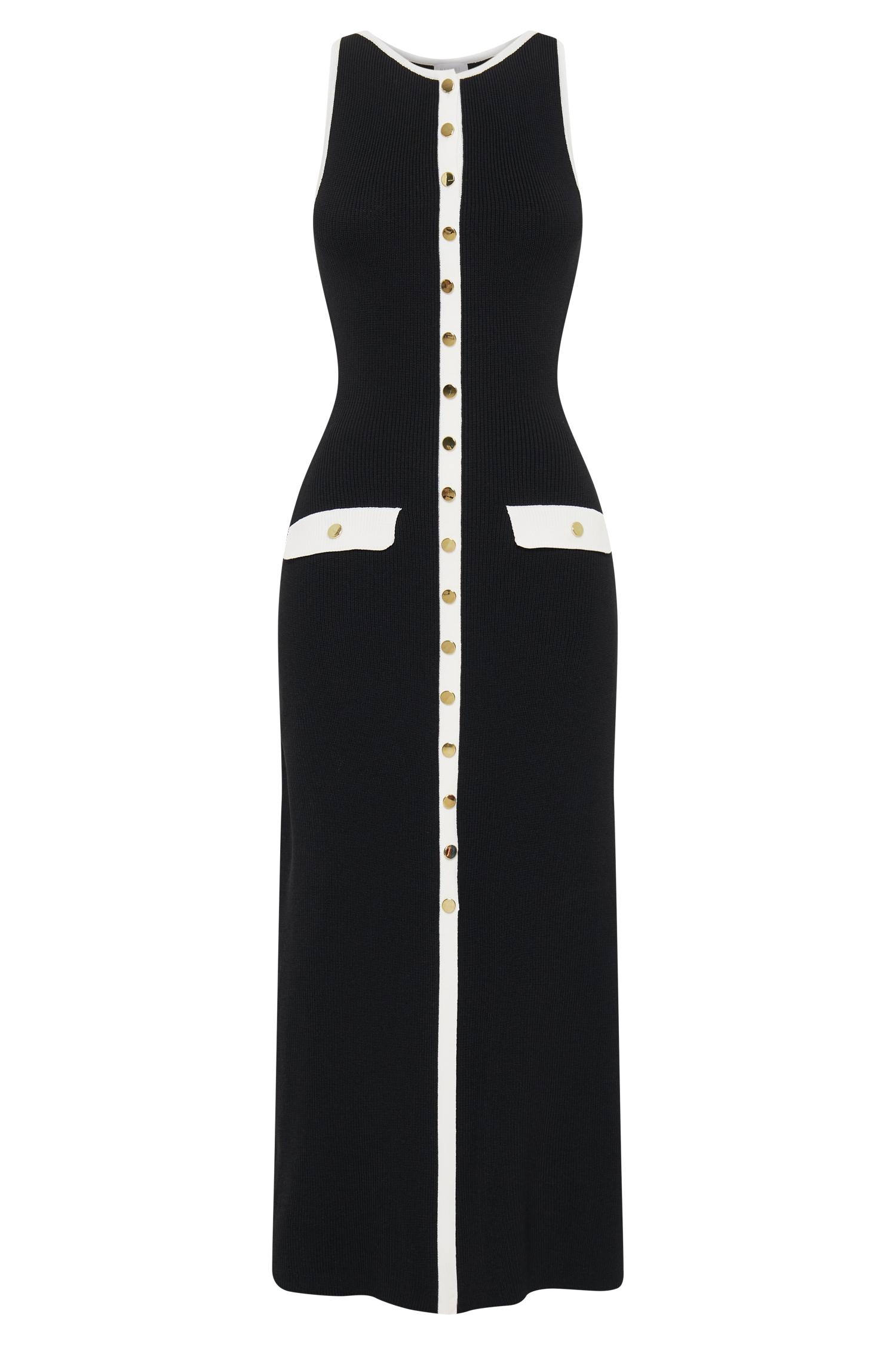 Sawyer Sleeveless Buttoned Maxi Dress - Black/White Product Image