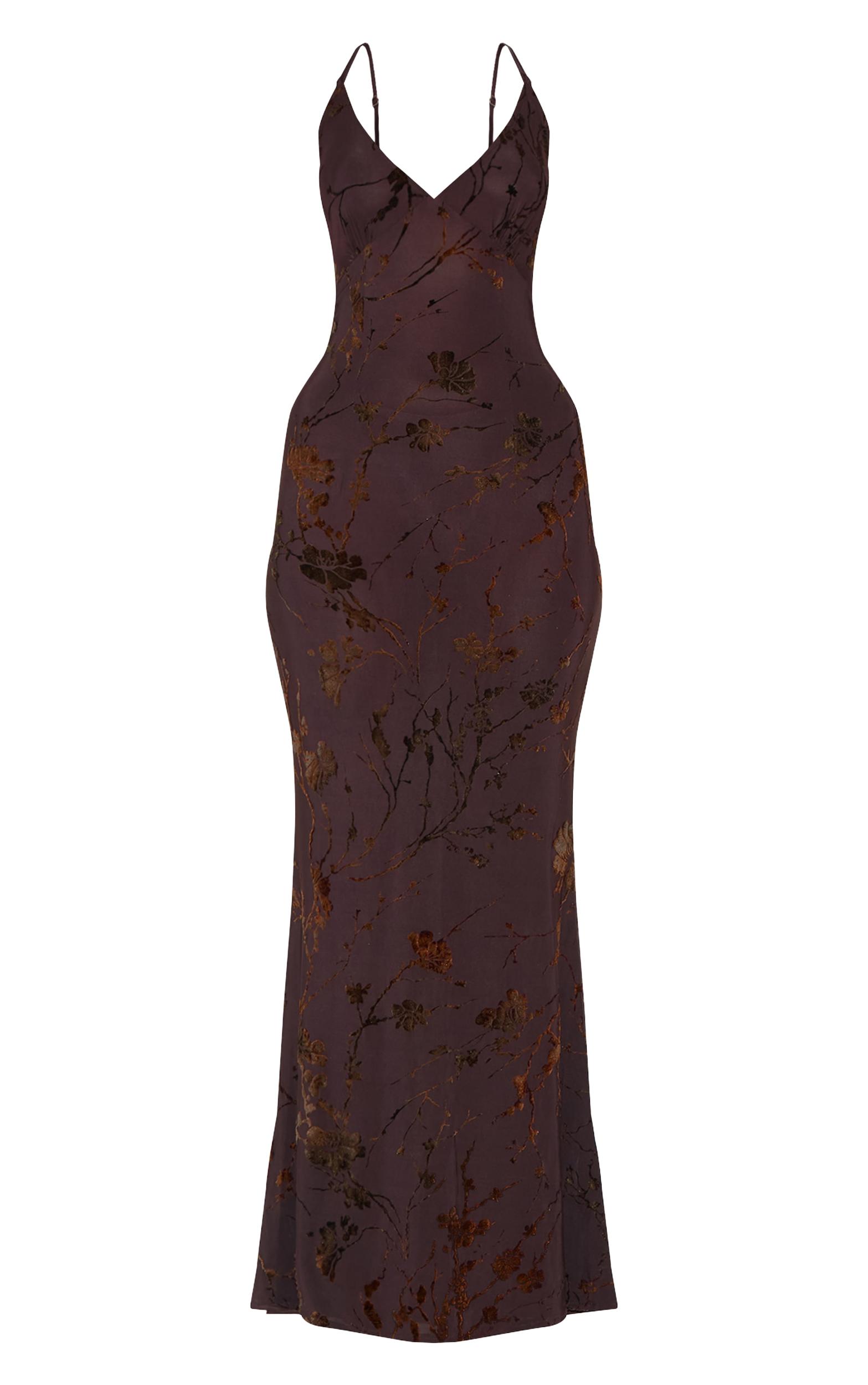 Plum Devore V-neck Maxi Dress Product Image