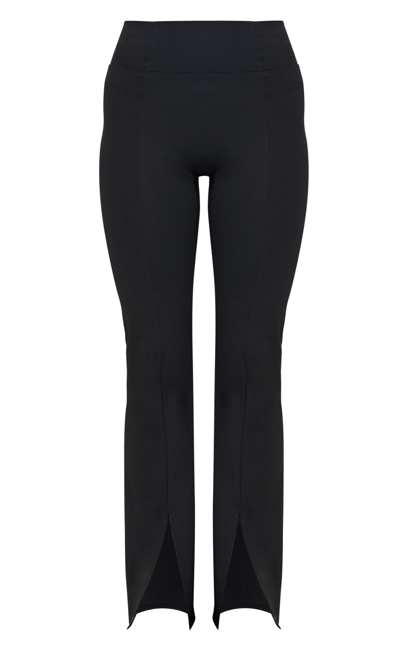 Deep Black Sculpt Pintuck Detail Straight Leg Yoga Pants Product Image