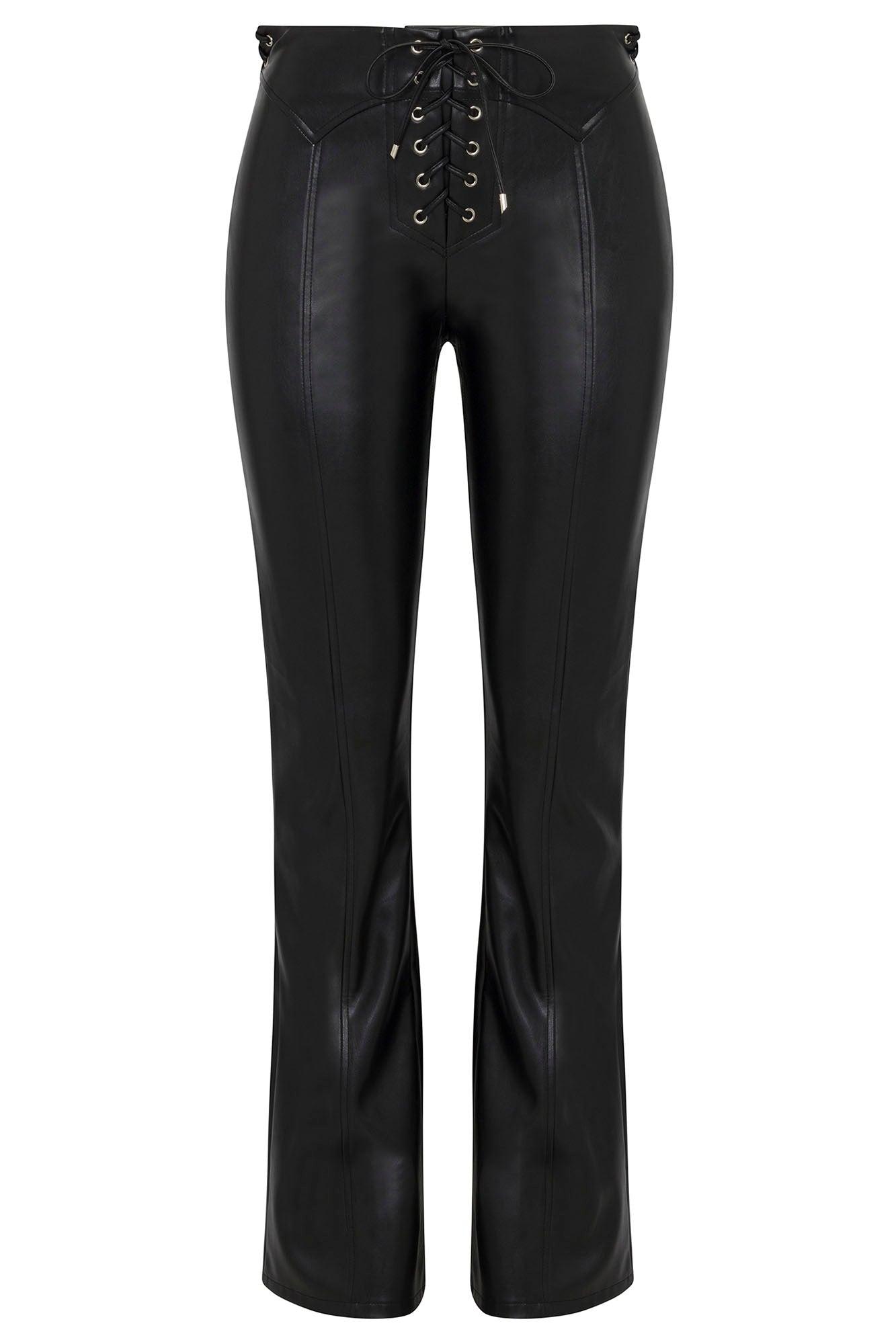 Vivienne Faux Leather Lace Up Pant - Black Product Image