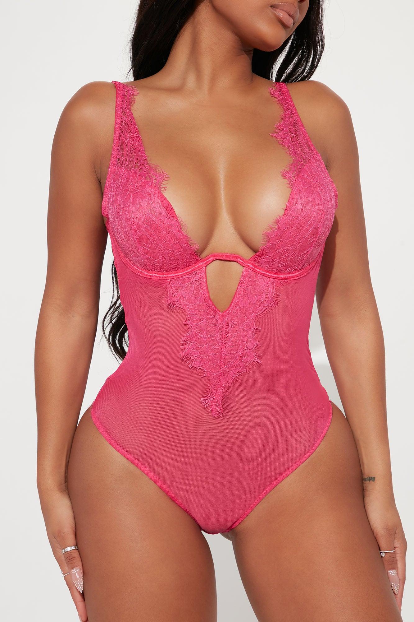 Don't Ask Lace Teddy - Pink Product Image