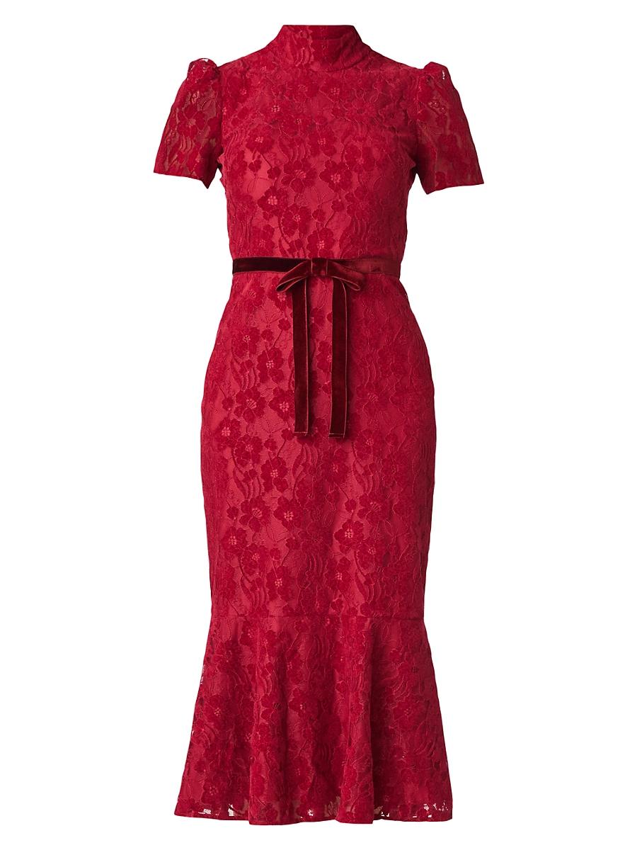 Womens Pierre Lace Fit-And-Flare Midi-Dress Product Image