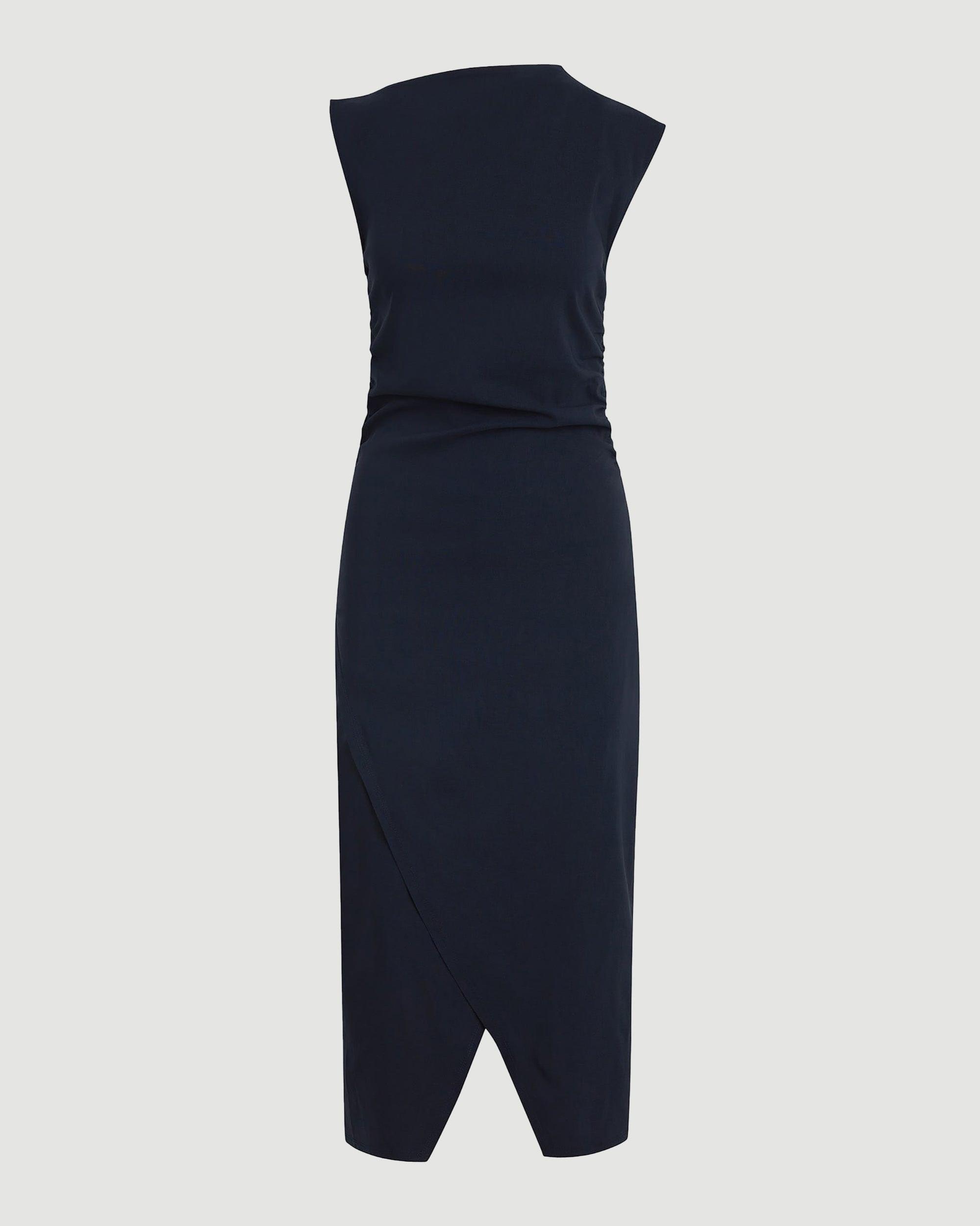 Manon Asymmetric-Neck Ruched Dress (Petite) Product Image