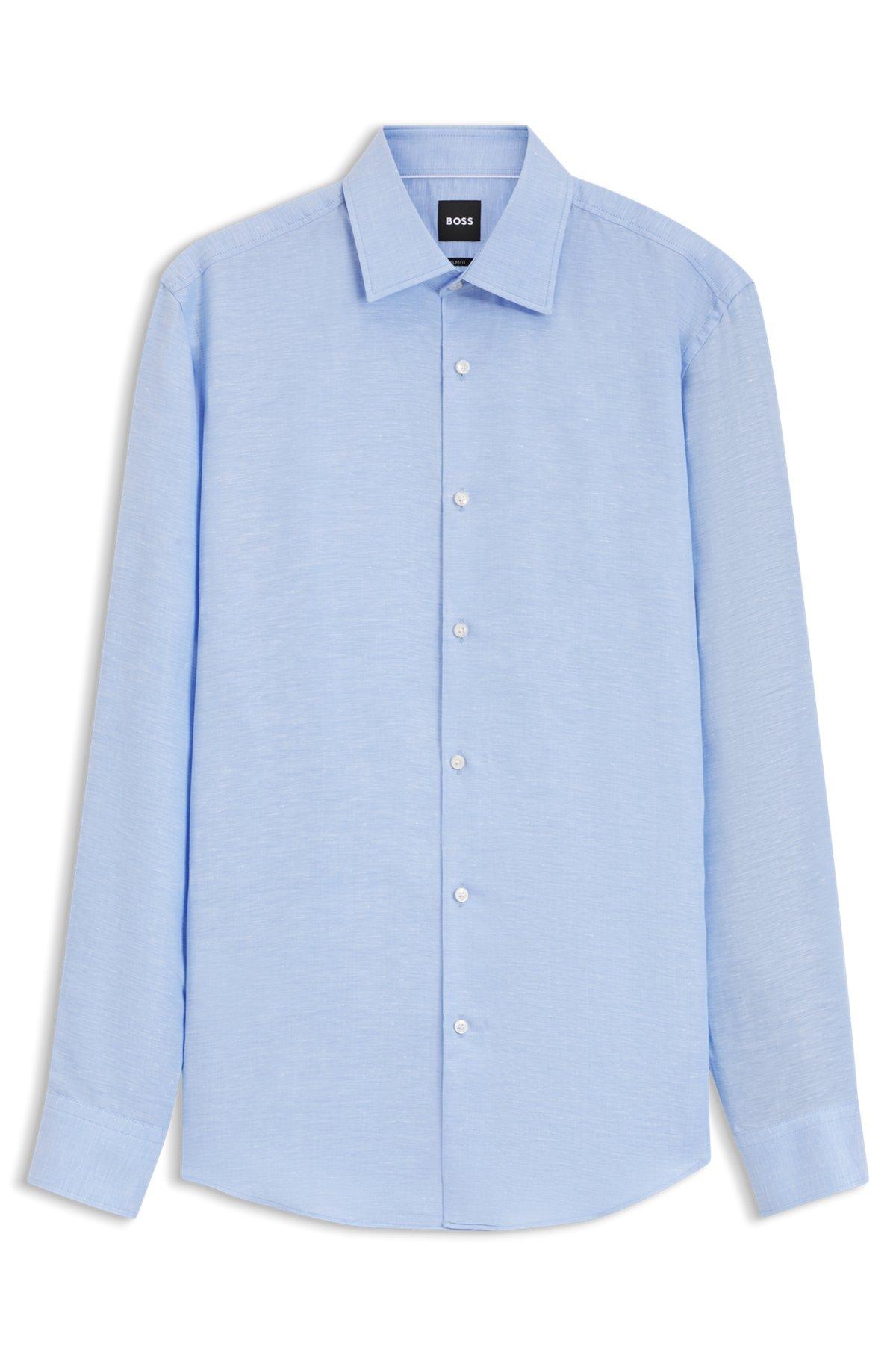 Slim-fit shirt in linen-blend twill Product Image