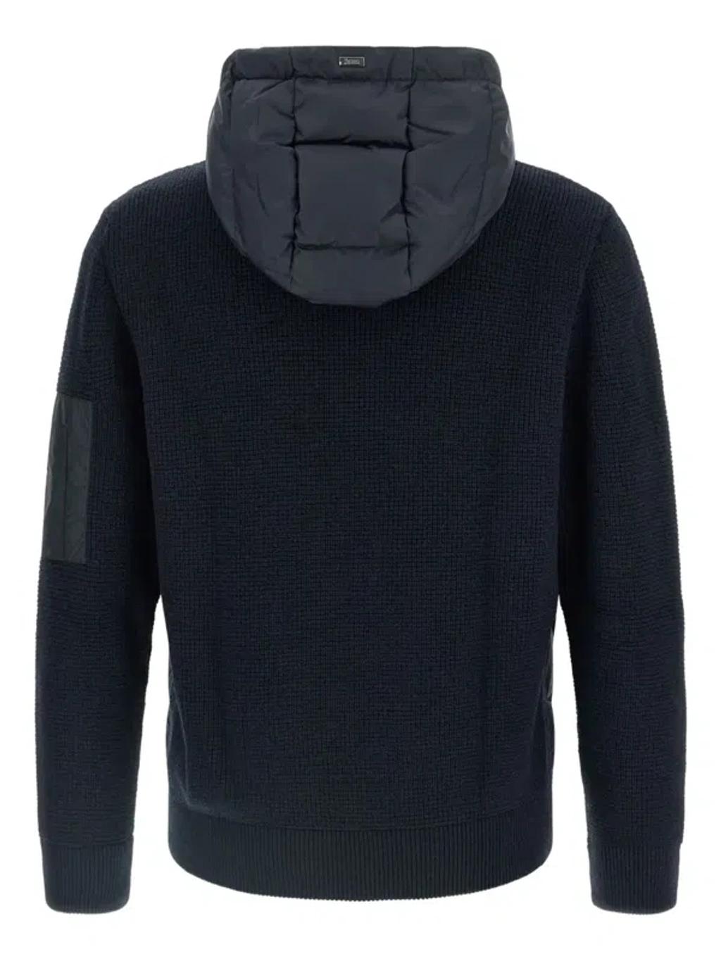 HERNO Padded Bomber Jacket With Wool Sleeves Clothing In Black Product Image