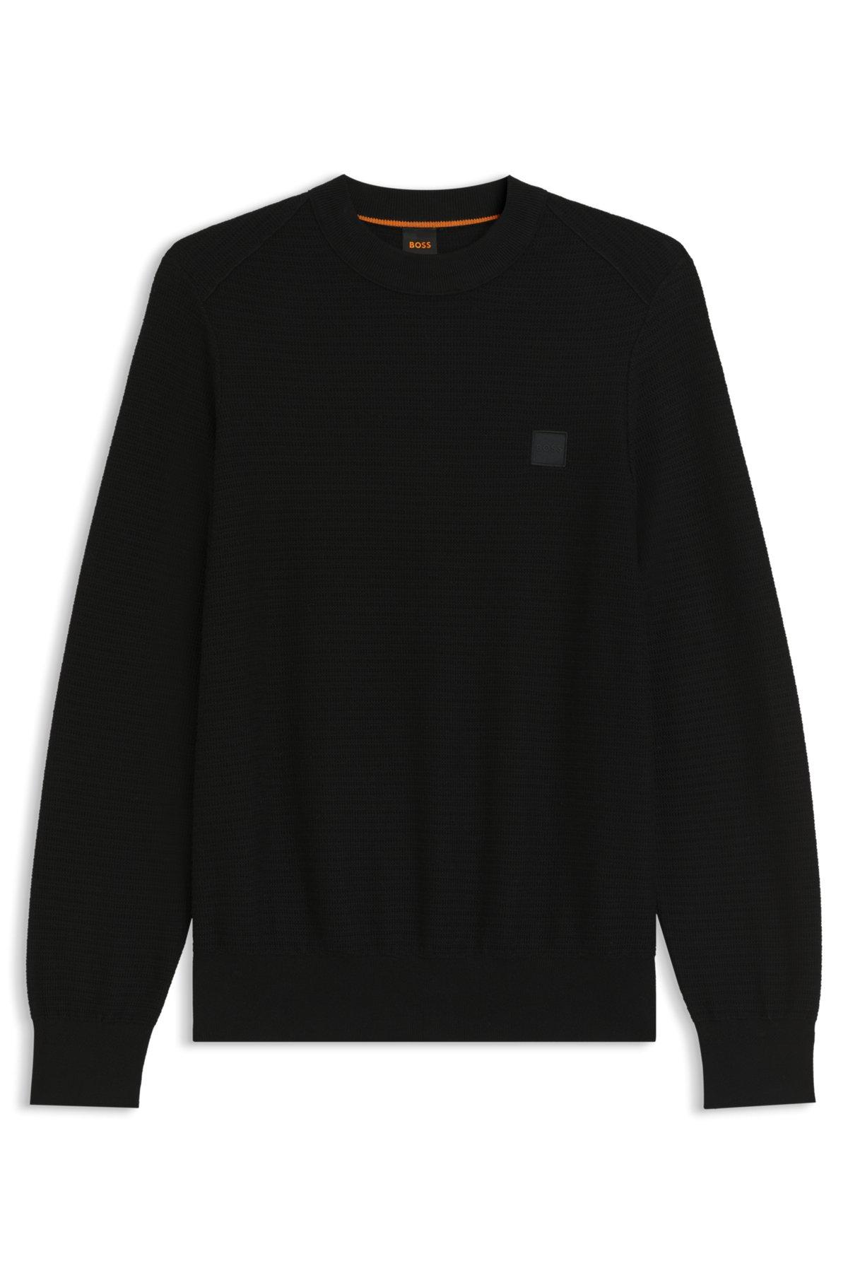 Cotton-cashmere sweater with logo patch Product Image