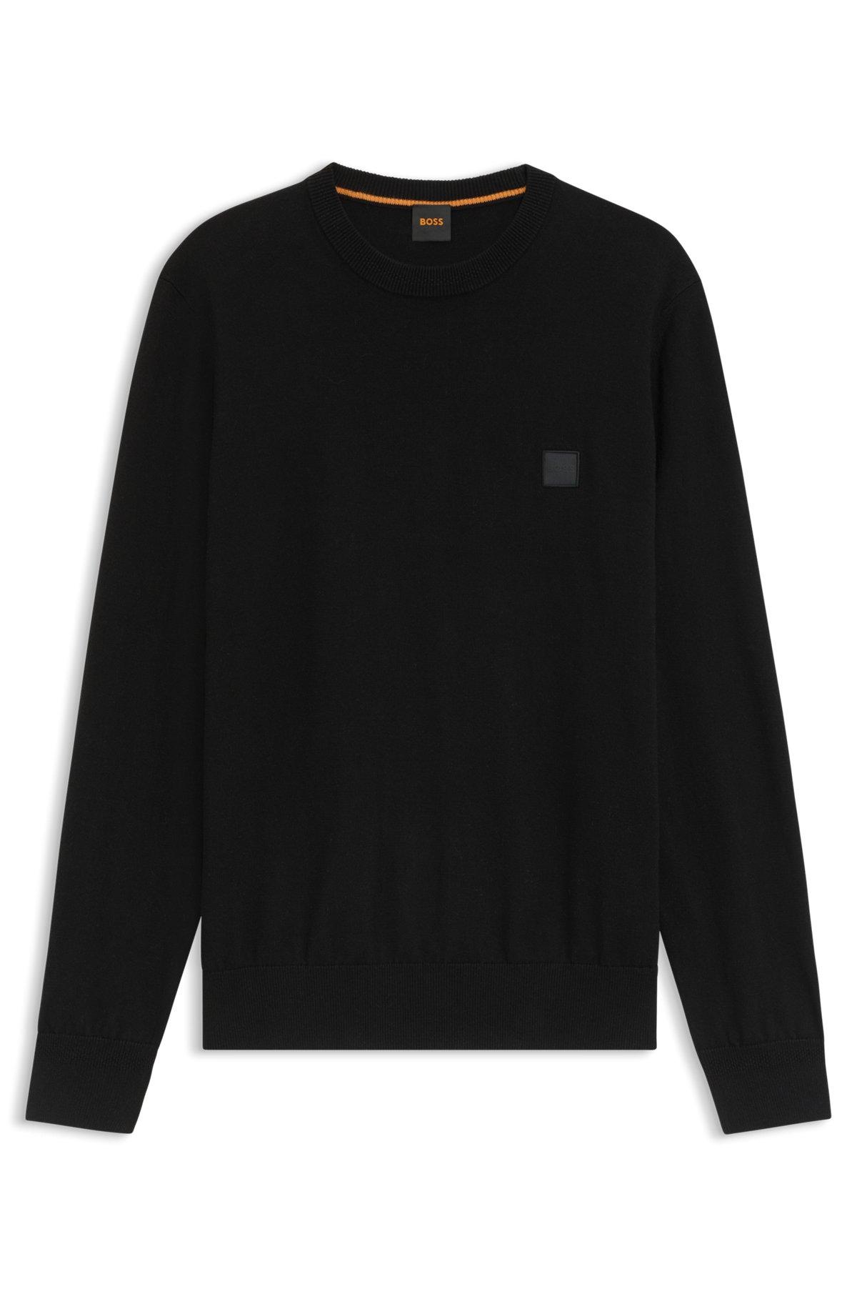 Cotton-cashmere regular-fit sweater with logo patch Product Image