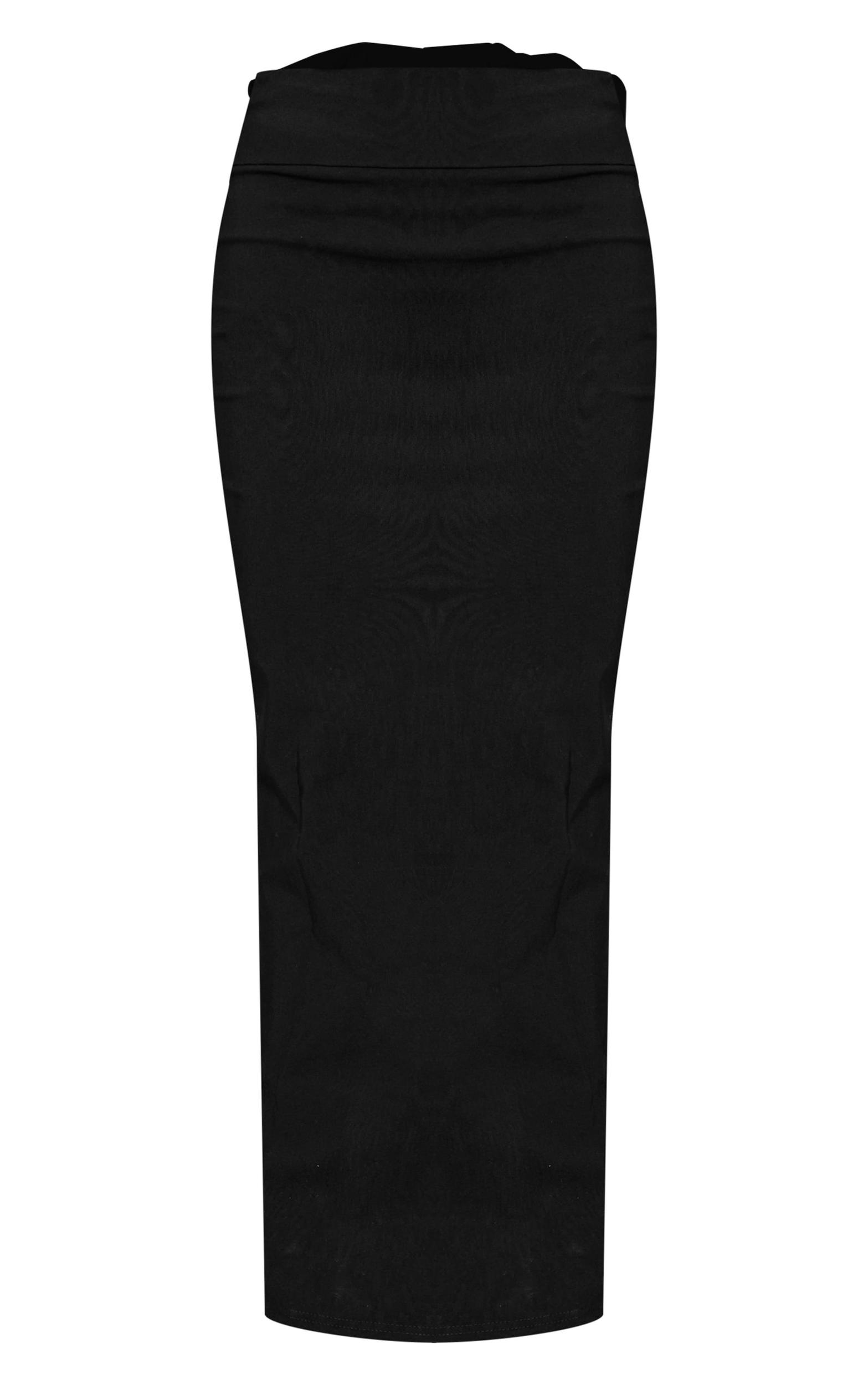 Black Stretch Woven Oversized Bow Detail Maxi Skirt Product Image