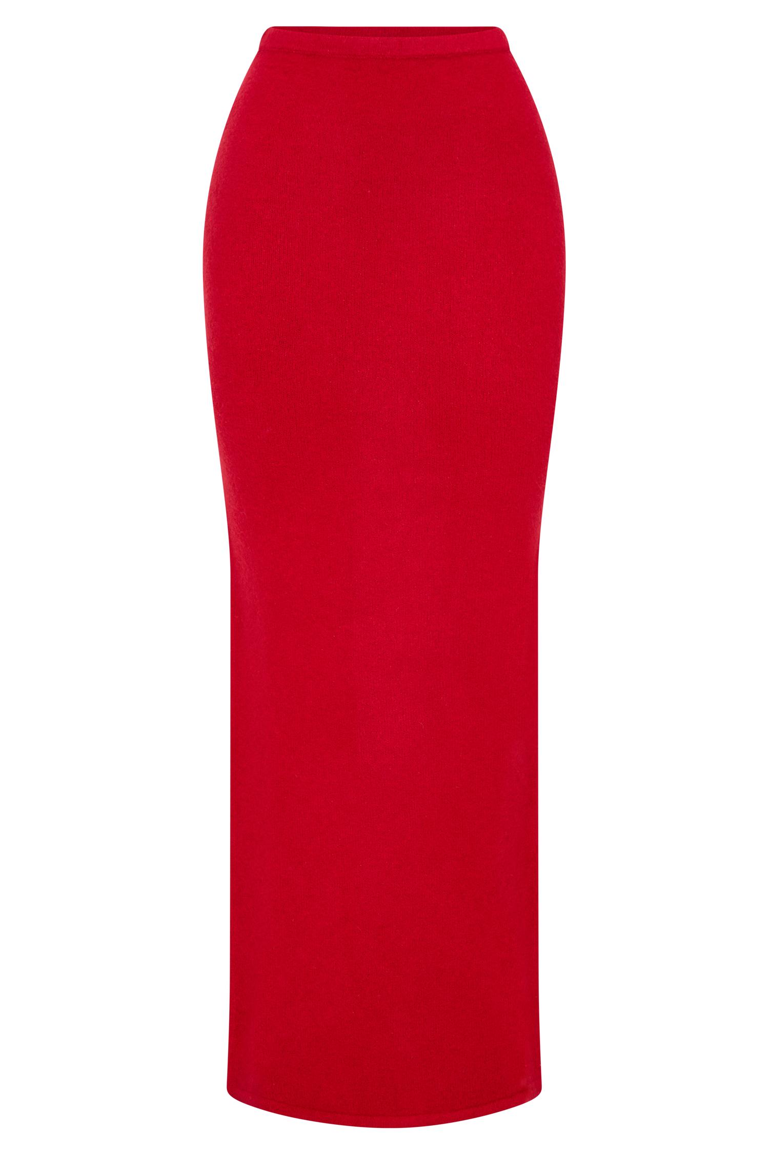 Elise Knit Maxi Skirt - Red Product Image