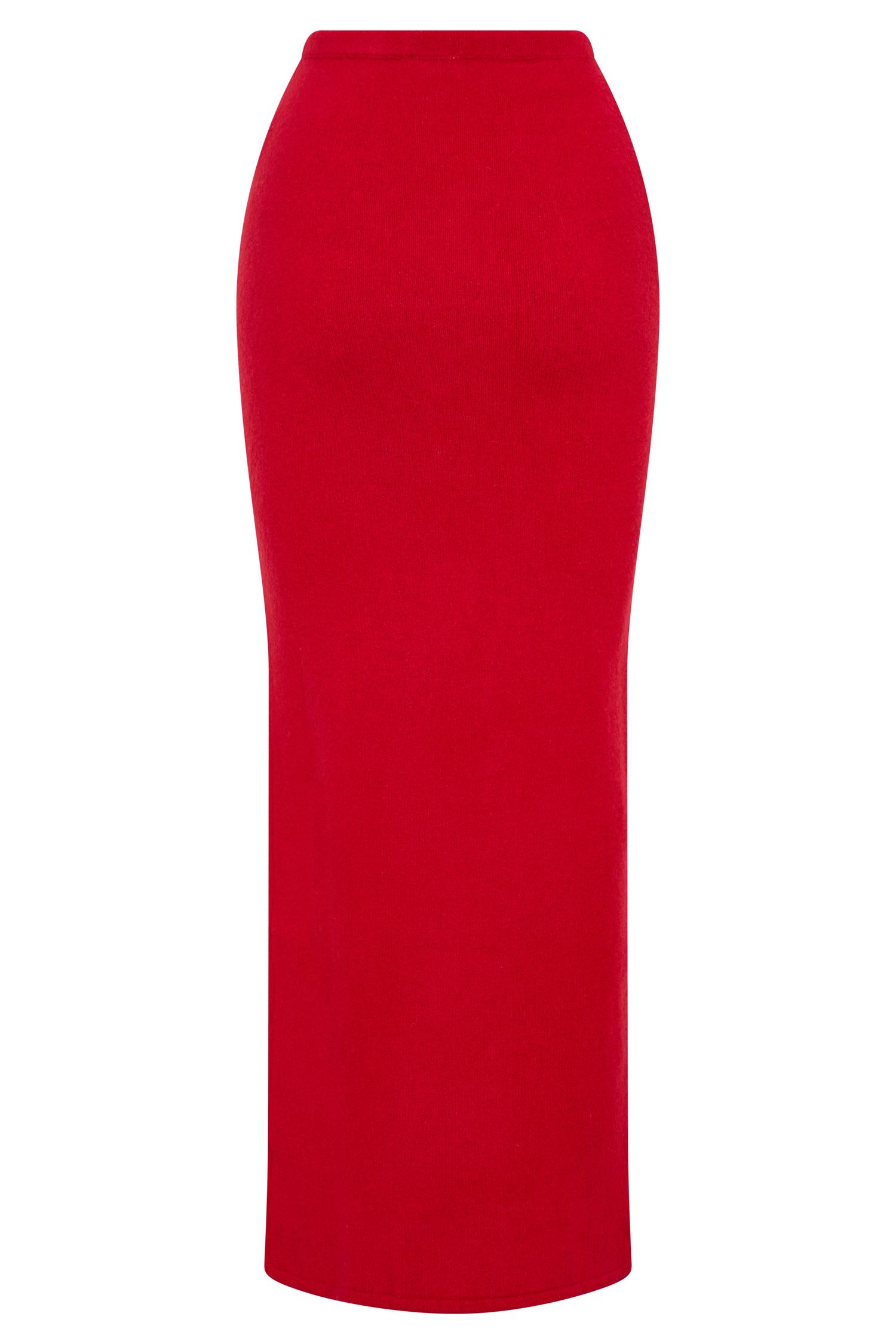 Elise Knit Maxi Skirt - Red Product Image