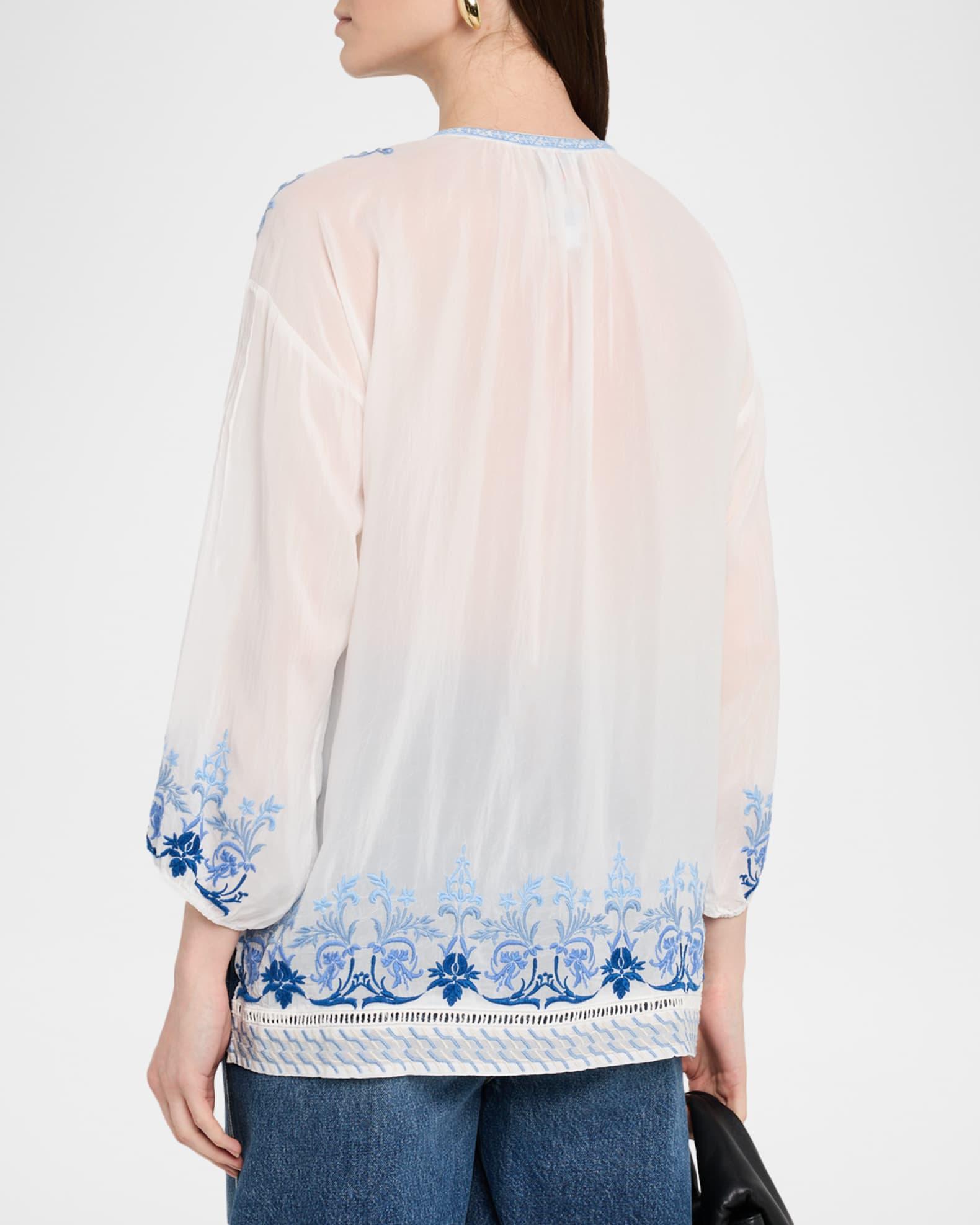 Margot Floral-Embroidered Georgette Blouse Product Image