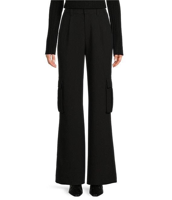 Le' AL.X Woven Crepe High Rise Pleated Front Cargo Suit Wide Leg Coordinating Pants Product Image