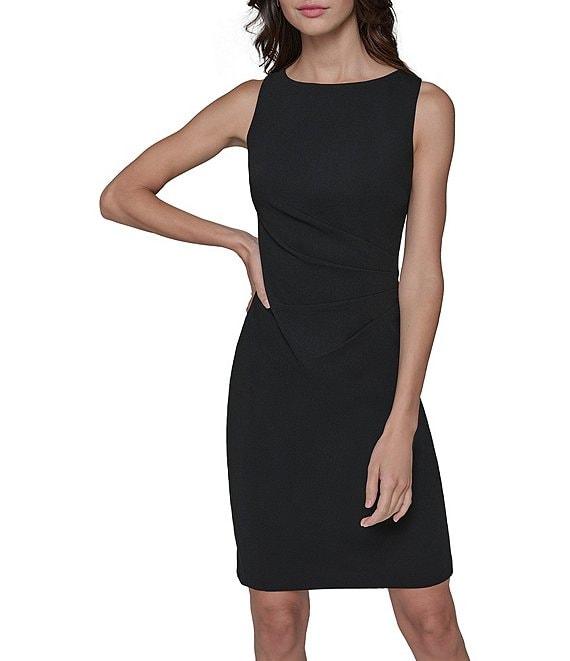 KARL LAGERFELD PARIS Sleeveless Ruched Scuba Crepe Sheath Dress Product Image