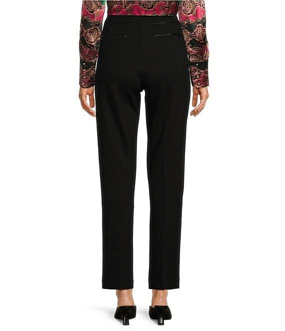 tyler boe Maddie Ponte Mid Rise Faux Leather Piping Ankle Length Pant Product Image