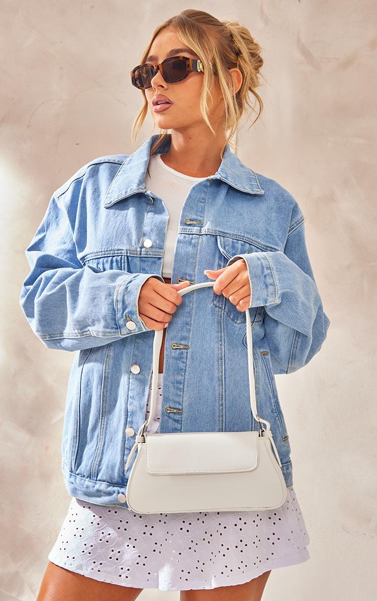 White Trapeze Simple Shoulder Bag Product Image