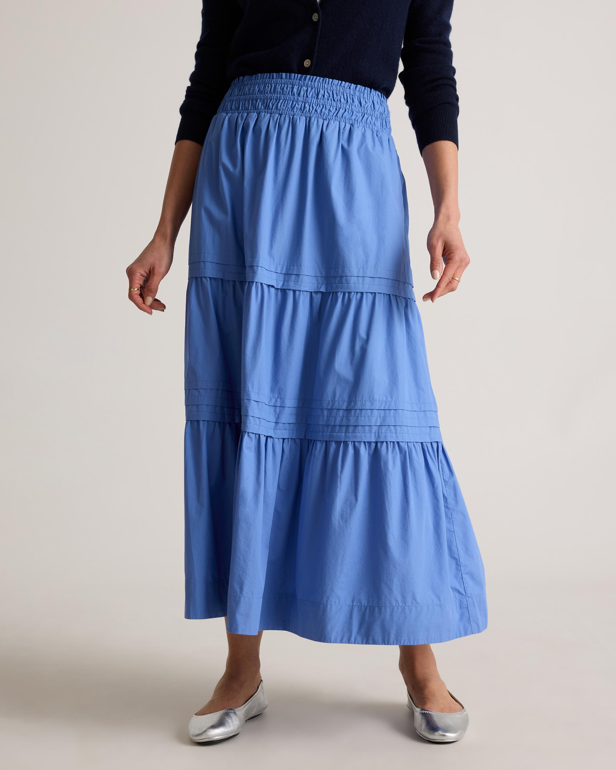 Quince | Women's Poplin Tiered Maxi Skirt Size XL, Organic Cotton Product Image