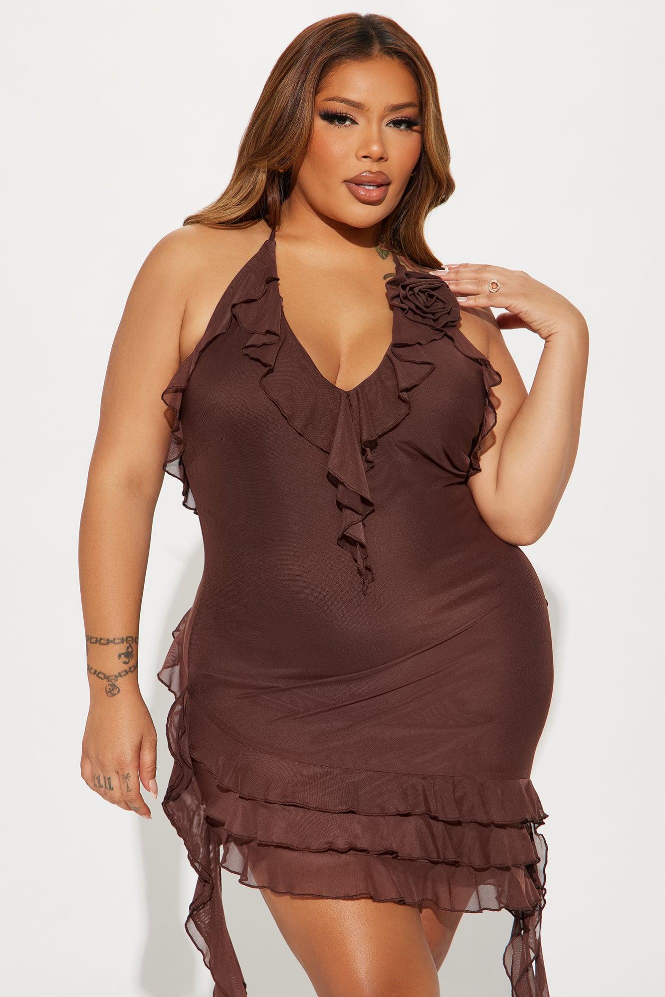 Paris Life Mesh Mini Dress - Chocolate Product Image