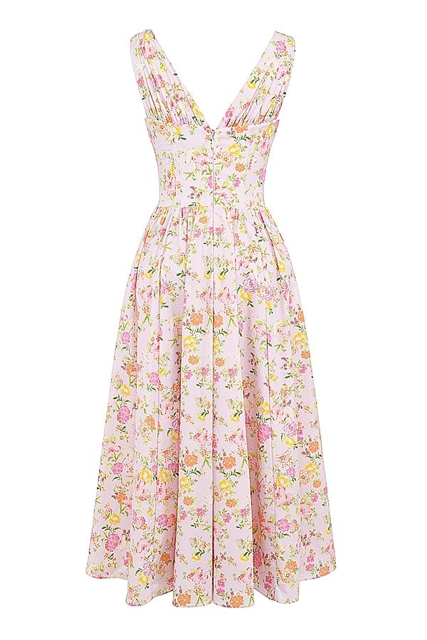 Emmelina  pink meadow print cotton corset sundress Product Image