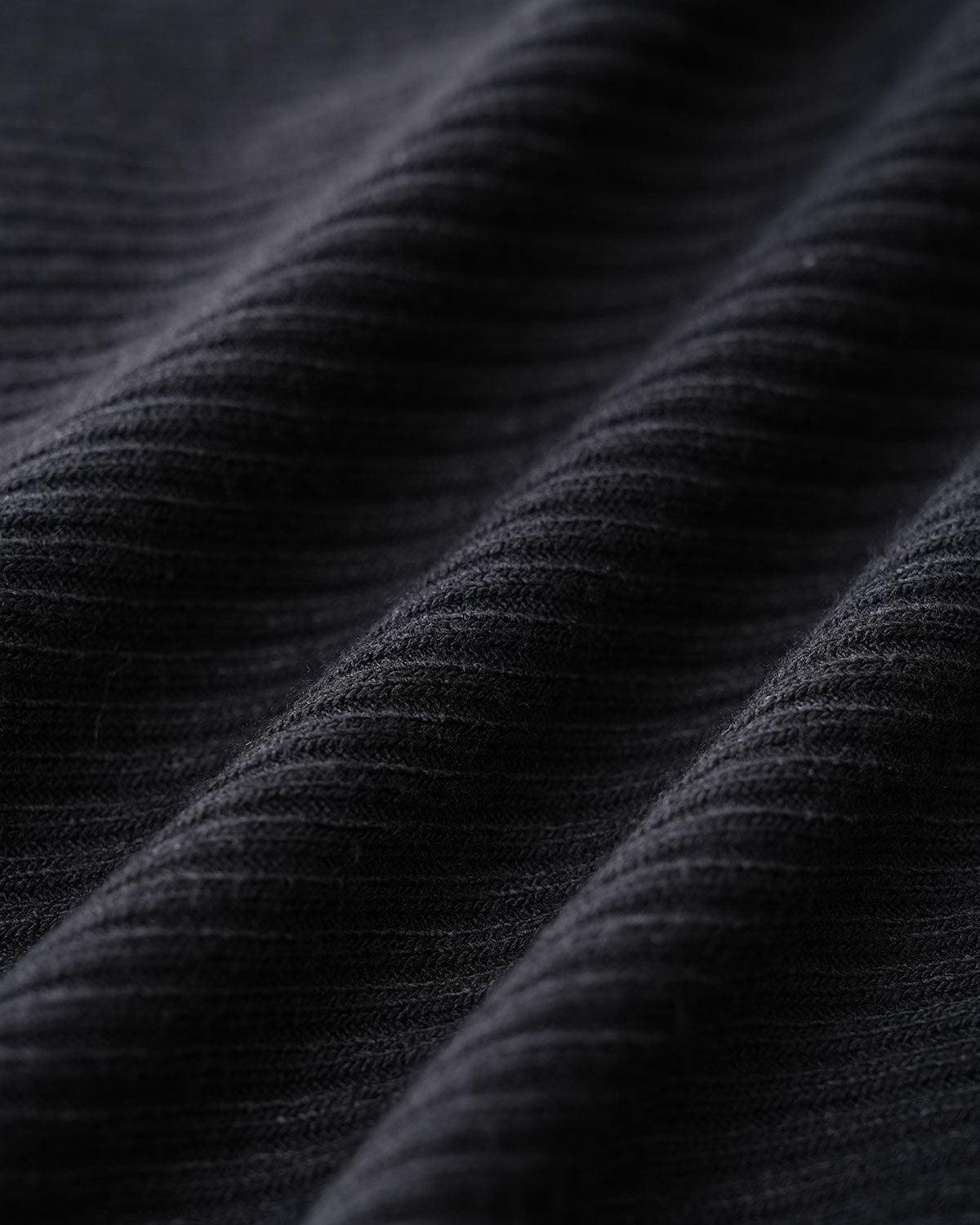 Black Round Neck Ribbed Knit Cardigan Product Image