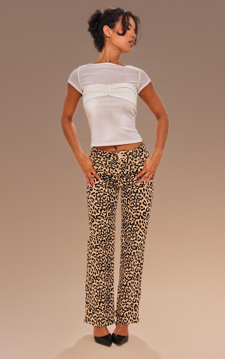 White Mesh Bust Panel Detail Tshirt Product Image