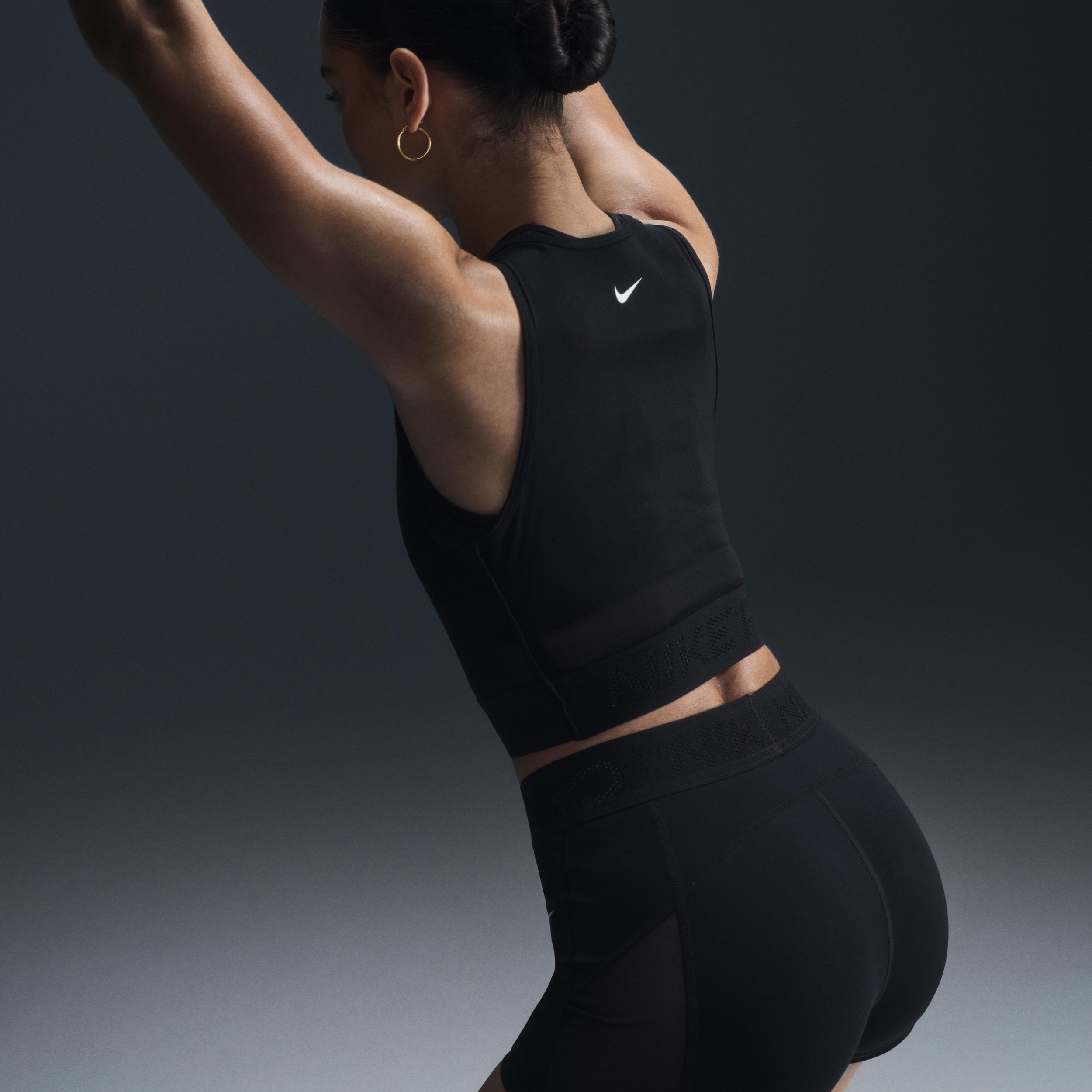 Nike Womens Nike Dri-FIT Medium Rise 3 Mesh Shorts - Womens White/Black Product Image