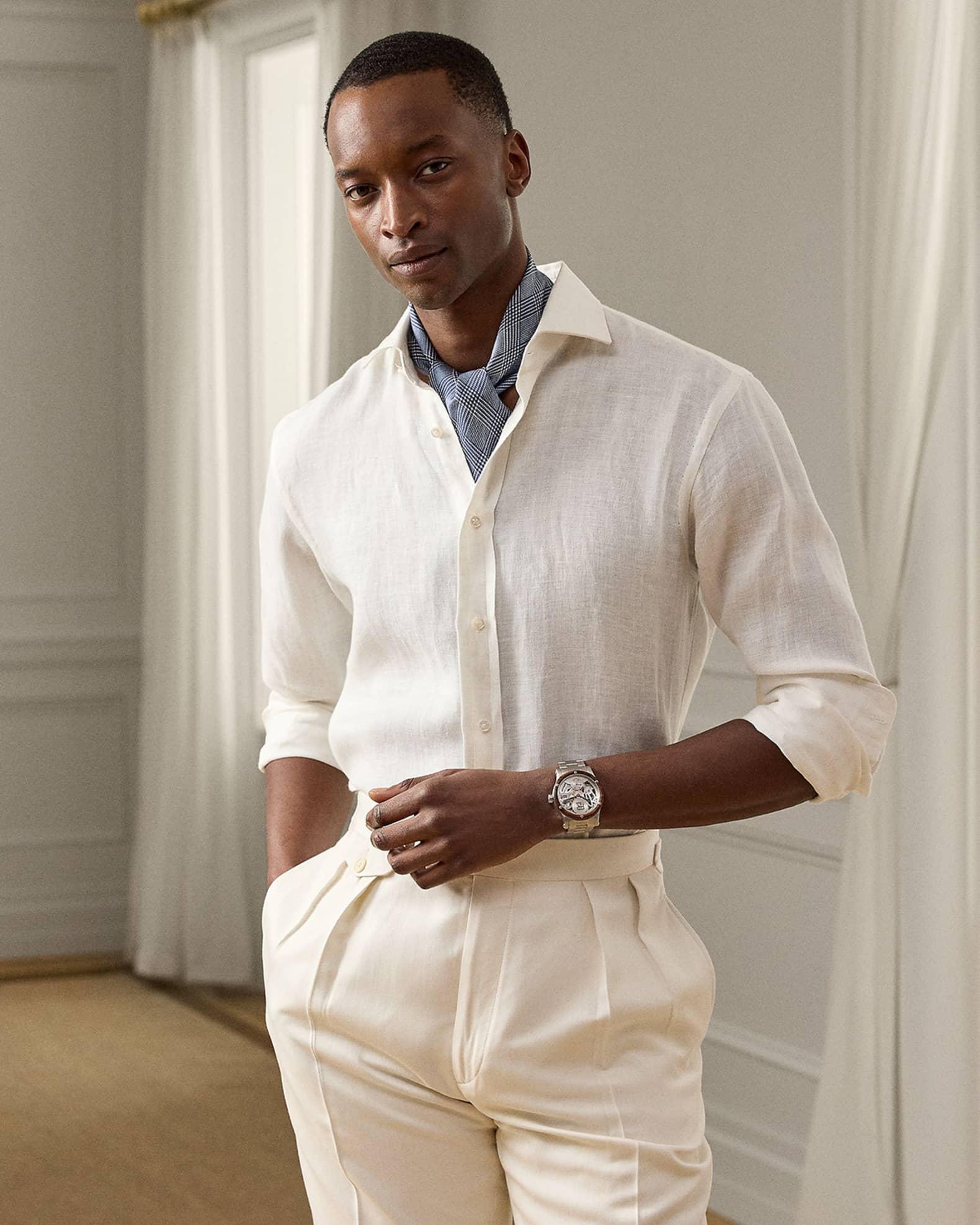 x Neiman Marcus Men's Textured Linen Sport Shirt Product Image