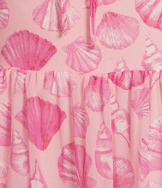 B. Darlin Seashell Print Puff Sleeve Empire Waist Lace Trim Dress Product Image